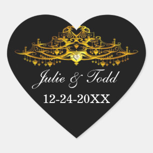 Elegant Chandelier Save the Date Hochzeit Herz-Aufkleber