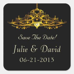 Elegant Chandelier Save the Date Hochzeit Quadratischer Aufkleber