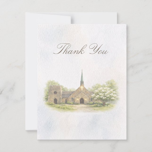 Elegant Chapel Wedding Thank You Card Dankeskarte (Vorderseite)