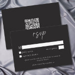 Elegant Charcoal Black Minimalist Wedding QR RSVP Karte<br><div class="desc">Celebrate your love with this minimalist charcoal black wedding response card with a QR code design. Featuring an elegant,  simple design,  it's perfect for an elegant autumn ceremony. This earthy,  modern look offers a warm and sophisticated feel for your fall wedding. Created by Simply Farmhouse Press.</div>