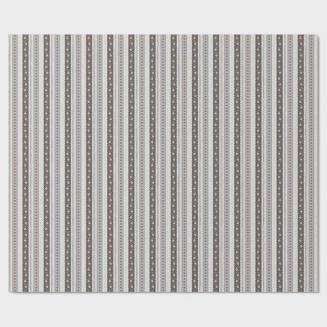 Elegant Charcoal & Cream Scallop Floral Stripe Geschenkpapier (Flach)