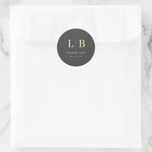 Elegant Charcoal Gratitude Runder Aufkleber (Tasche)