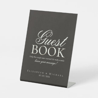 Elegant Charcoal Minimal Guest Book Tabletop sign Sockelschild
