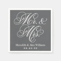 Elegant Charcoal Mr. und Mrs. Script Custom Monogr