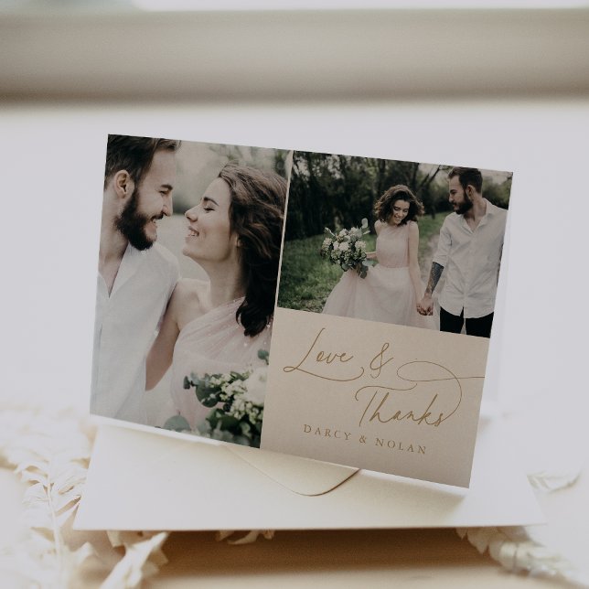 Elegant Charm Ivory Wedding Foto Danke Karten (Elegant Charm Ivory Wedding Photo Thank You Cards)