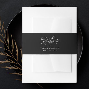 Elegant Charm Script Wedding Black Einladungsbanderole