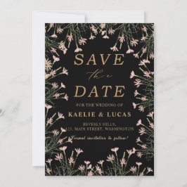 Elegant Charm Wild Blume | Schwarz & Gold Save The Date