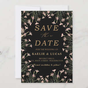 Elegant Charm Wild Blume   Schwarz & Gold Save The Date