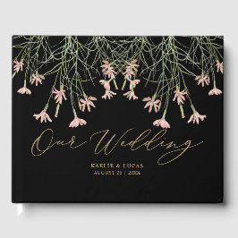 Elegant Charm Wild Flower | Black & Gold Wedding Gästebuch