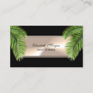 Elegant Charmant Professionell, Schwarz, Palme Visitenkarte