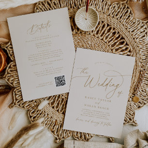 Elégant charme ivoire invitations de mariage avec 