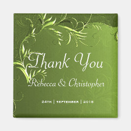 Elegant Chartreuse Green Wedding Vielen Dank Magnet