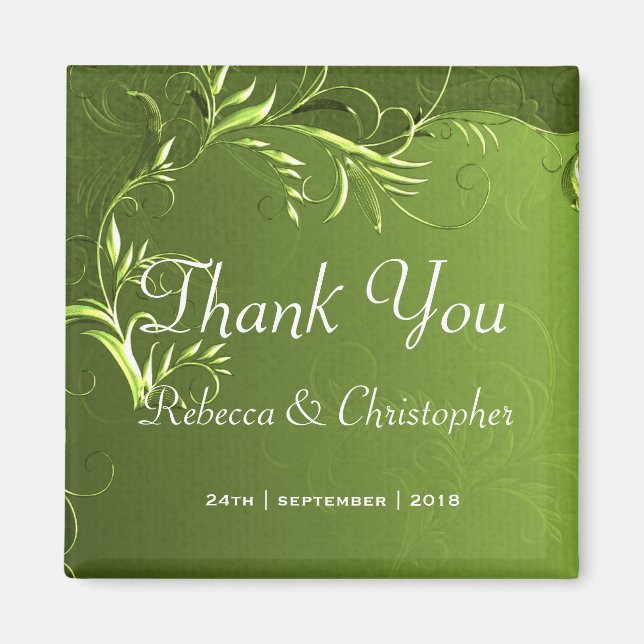 Elegant Chartreuse Green Wedding Vielen Dank Magnet (Vorne)