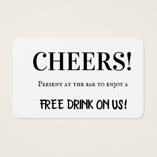 Elégant Cheer Corporate Editable Free Drink Bicket (Devant)