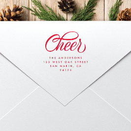 Elegant Cheer Script Weihnachts-Rücksendeadresse Gummistempel