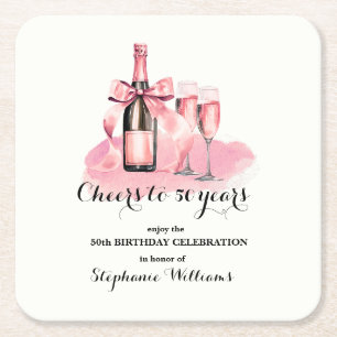Elegant Cheers bis 50 Jahre Champagne 50. Geburtst Rechteckiger Pappuntersetzer