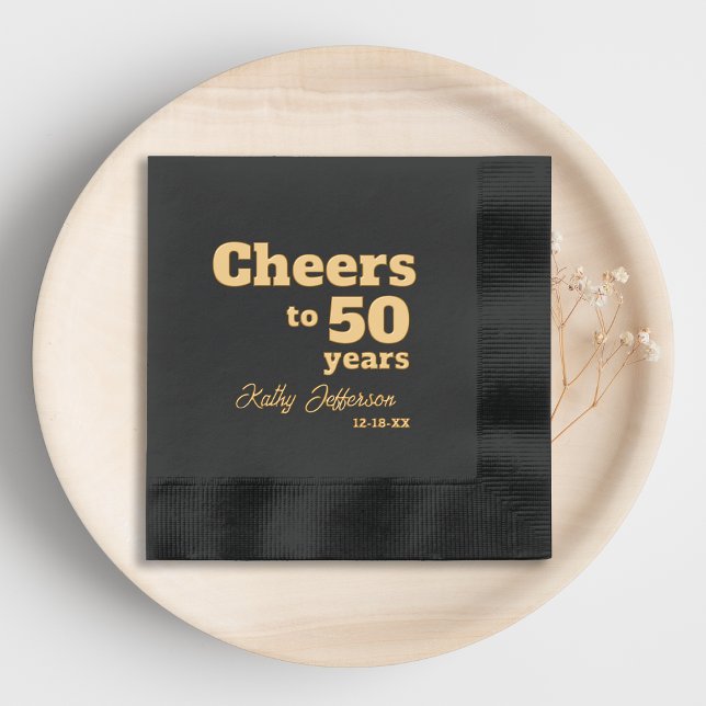 Elegant Cheers to 50 Years 50 th Birthday Servietten Mit Folie (Von Creator hochgeladen)