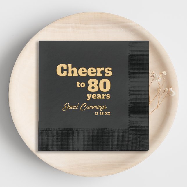 Elegant Cheers to 80 Years 80 th Birthday Servietten Mit Folie (Von Creator hochgeladen)