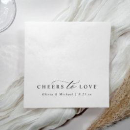 Elegant Cheers to Love Simple Black White Wedding Serviette