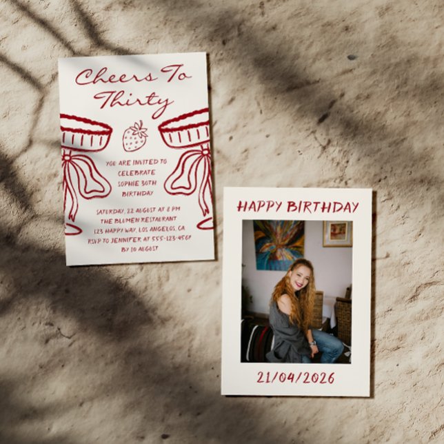 Elegant Cheers to Thirty Cocktail 30th Birthday Einladung (Von Creator hochgeladen)