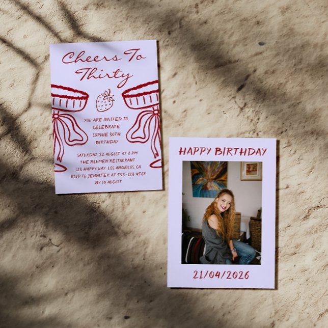 Elegant Cheers to Thirty Cocktail 30th Birthday Einladung (Von Creator hochgeladen)