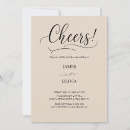 Elegant Cheers! Warm Beige Modern Script Wedding  Einladung