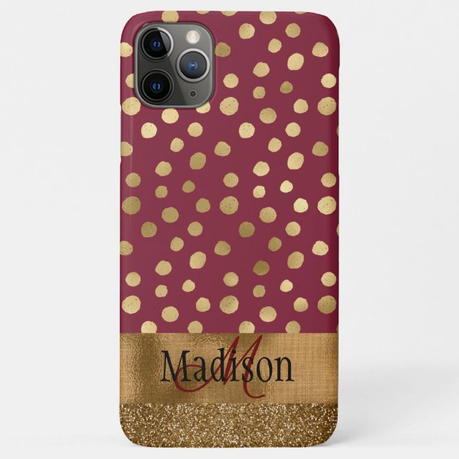 Elegant Cheetah Gold Burgundy Monogram Metallic Case-Mate iPhone Hülle (Rückseite)