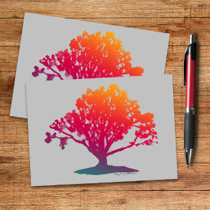 Élégant chêne de vie Magenta Carte Turquoise Argen