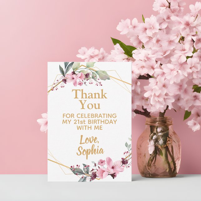 Elegant Cherry Blossom Birthday Thank You Cards Dankeskarte (A Blossoming Thank You! 🌸💖)