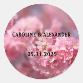 Elegant Cherry Blossom Blumenfotografie Hochzeit Runder Aufkleber