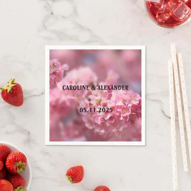 Elegant Cherry Blossom Blumenfotografie Hochzeit Serviette (Beispiel)