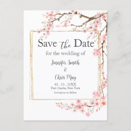 Elegant Cherry Blossom Hochzeit speichern Sie das Postkarte