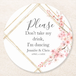 Elegant Cherry Blossom Ich tanze Runder Pappuntersetzer