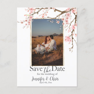 Elegant Cherry Blossom Save the Date Foto Postkarte