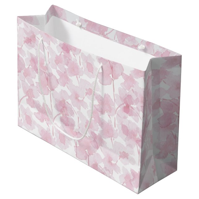 Elegant Cherry Blossom Wasserfarbe Handgemalt Große Geschenktüte (Vorderseite Schrägansicht)