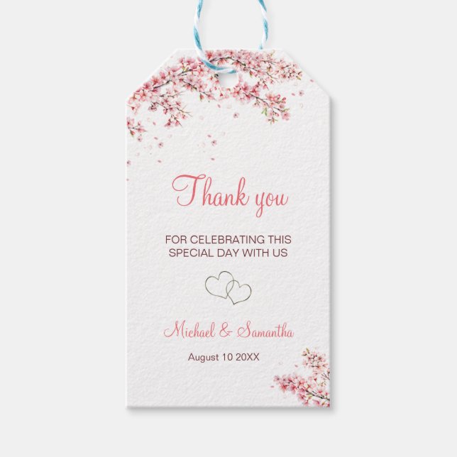 Elegant Cherry Blossom Wedding Geschenkanhänger (Vorderseite)