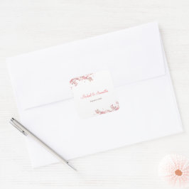 Elegant Cherry Blossom Wedding Quadratischer Aufkleber