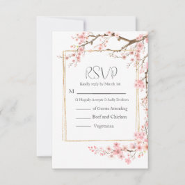 Elegant Cherry Blossom Wedding RSVP Karte
