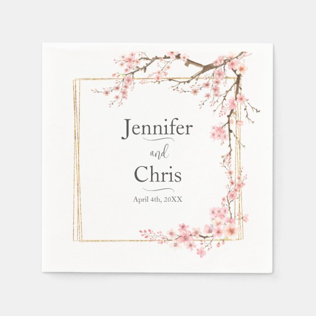 Elegant Cherry Blossom Wedding Serviette (Vorderseite)