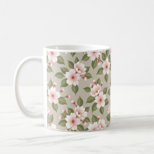Elegant cherry blossoms seamless pattern kaffeetasse (Links)