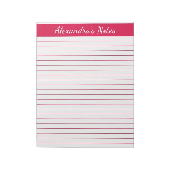 Elegant Cherry Red 8.5x11 Letter Size Personalisie Notizblock (Rotiert)