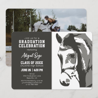Élégant Cheval Equestre Graduation Invitation