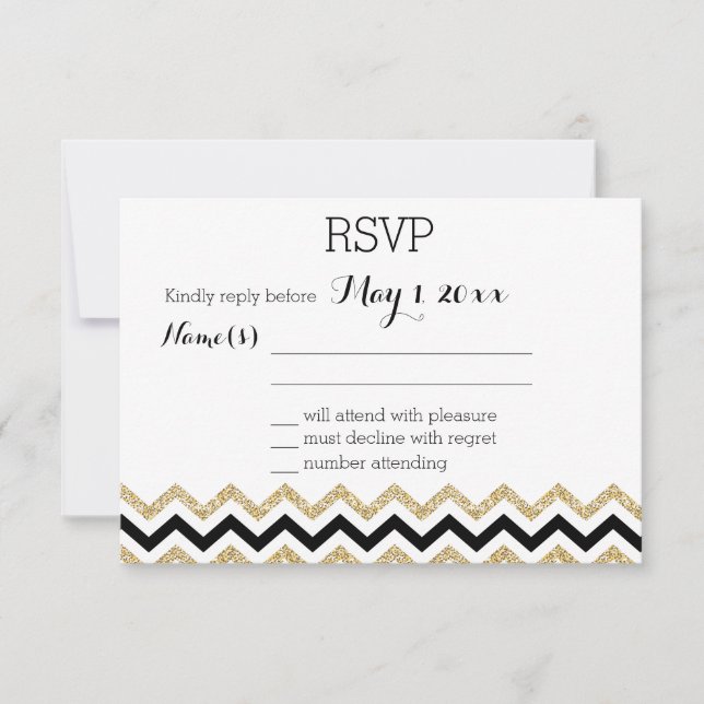 Elégant Chevron Wedding Cartes RSVP (Devant)