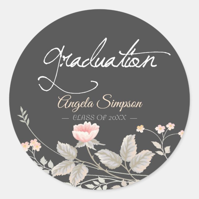 Elégant chic aquarelle Floral rond sticker (Devant)
