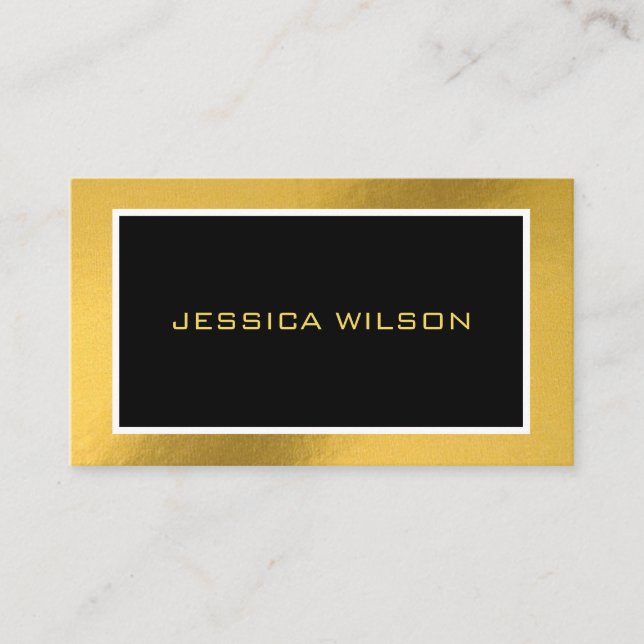 Élégant chic avec cadre or carte de visite (Devant)