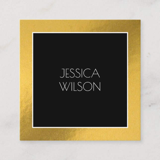 Élégant chic avec cadre or noir carte de visite (Devant)