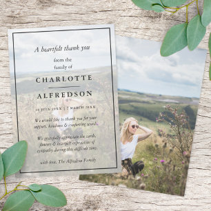 Elegant Chic Beerdigung BEILEID MINIMALISTISCHES Dankeskarte