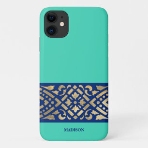 Elegant Chic Biscay Mint Green Blue Gold Custom Case-Mate iPhone Hülle