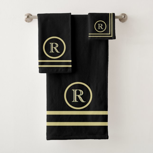 Élégant Chic Black Gold Custom Monogramme (En situation)