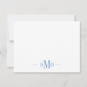 Elegant Chic Blue Monogram 3 Initials Mitteilungskarte